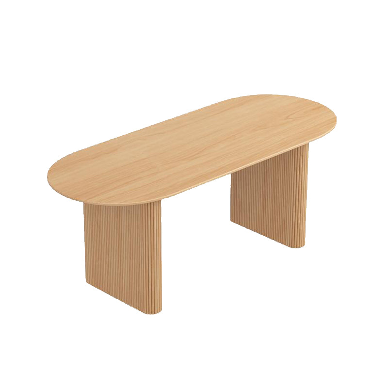 Modern Pine Wood Dining Table with Double Pedestal Ellipse Table for Dining Room