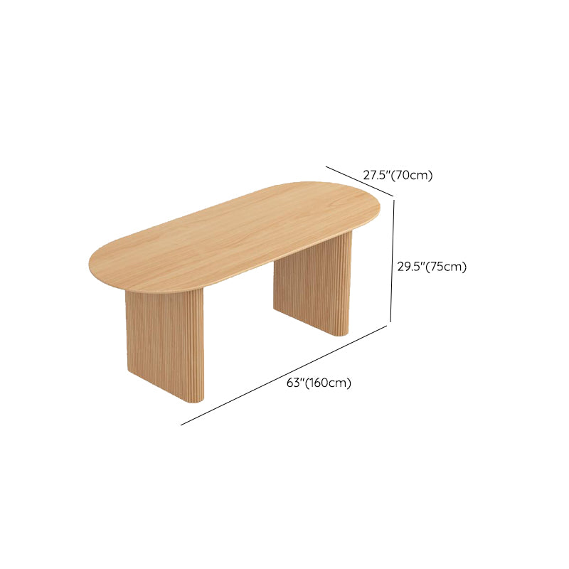 Modern Pine Wood Dining Table with Double Pedestal Ellipse Table for Dining Room
