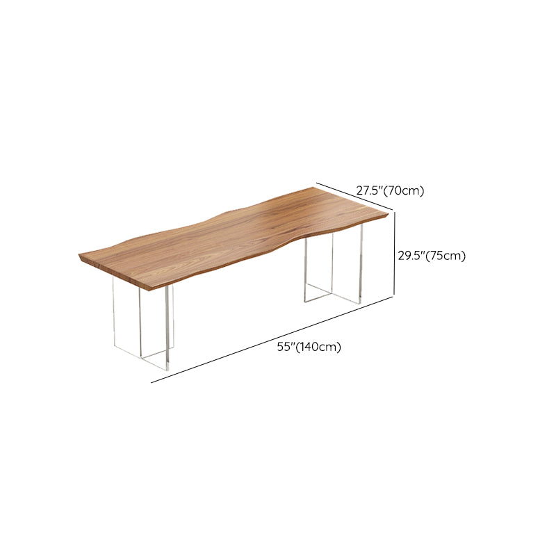 Industrial Wood Dining Table with Double Pedestal Base Table for Dining Room