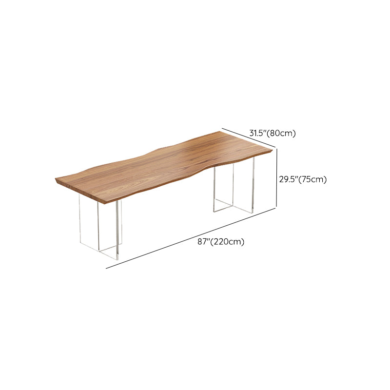 Industrial Wood Dining Table with Double Pedestal Base Table for Dining Room