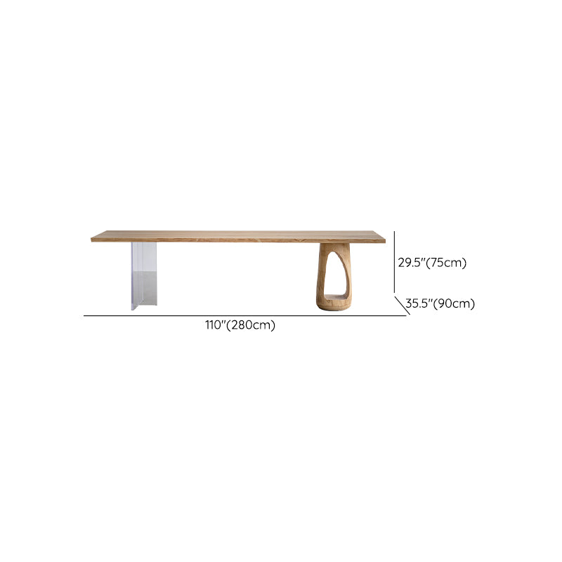 Industrial Wood Dining Table with Double Pedestal Base Table for Dining Room