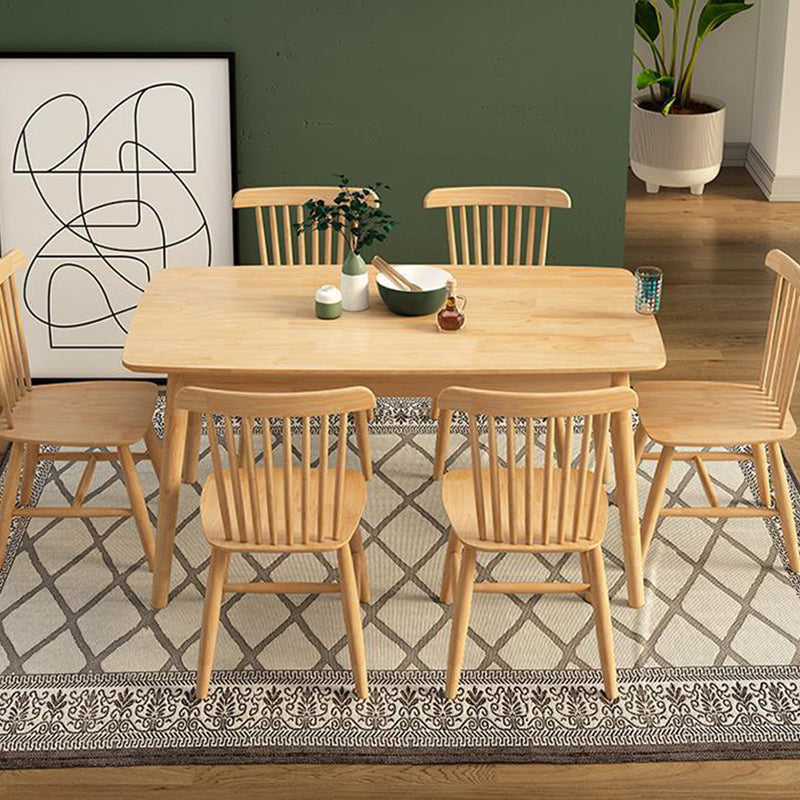 Nordic Glam Dining Wood Table Dining Rectangle Table with Wood Legs
