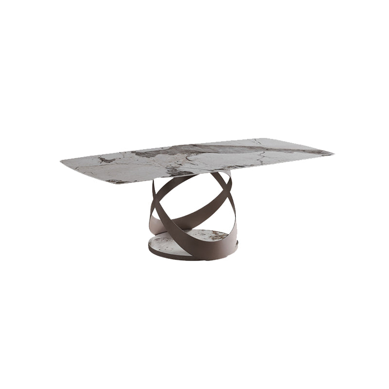 Glam Sintered Stone Dining Table Dining Rectangle Table with Metal Leg