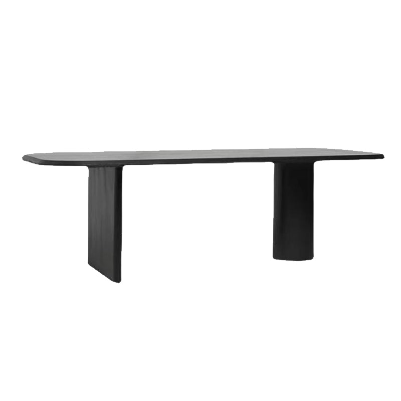 Modern Wood Dining Table with Double Pedestal Ellipse Table for Dining Room