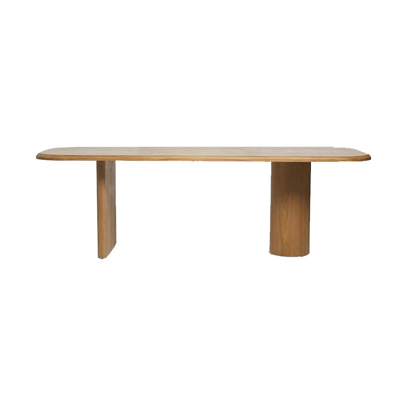 Modern Wood Dining Table with Double Pedestal Ellipse Table for Dining Room
