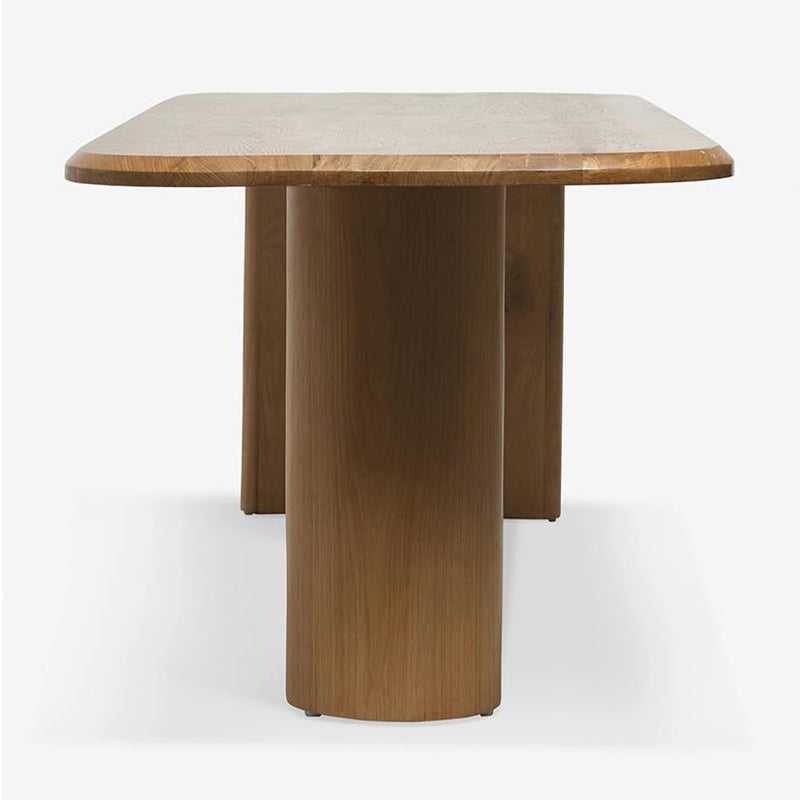 Modern Wood Dining Table with Double Pedestal Ellipse Table for Dining Room