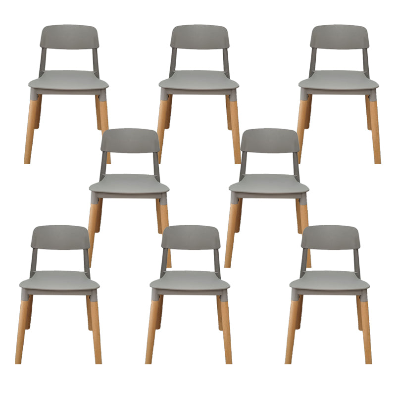 Solid Wood Legs Side Chair Indoor Armless Open Back Dining Chair