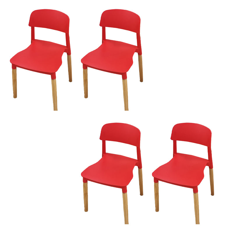 Solid Wood Legs Side Chair Indoor Armless Open Back Dining Chair