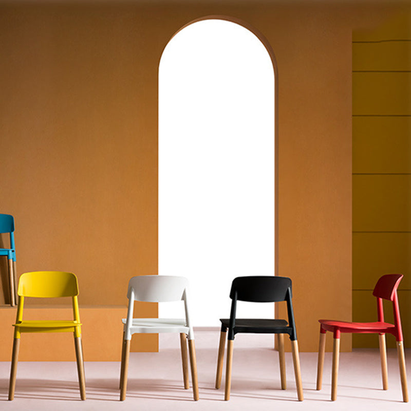 Solid Wood Legs Side Chair Indoor Armless Open Back Dining Chair