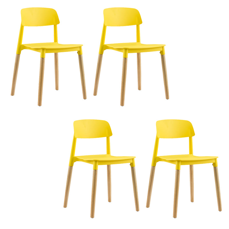 Solid Wood Legs Side Chair Indoor Armless Open Back Dining Chair