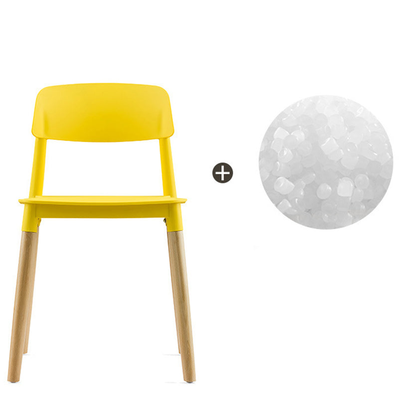 Solid Wood Legs Side Chair Indoor Armless Open Back Dining Chair