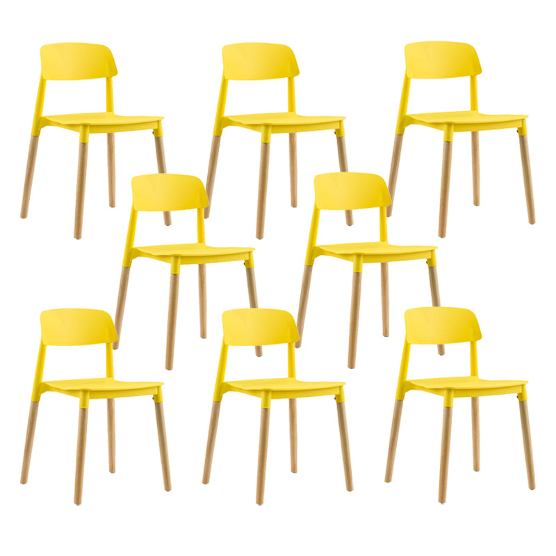 Solid Wood Legs Side Chair Indoor Armless Open Back Dining Chair