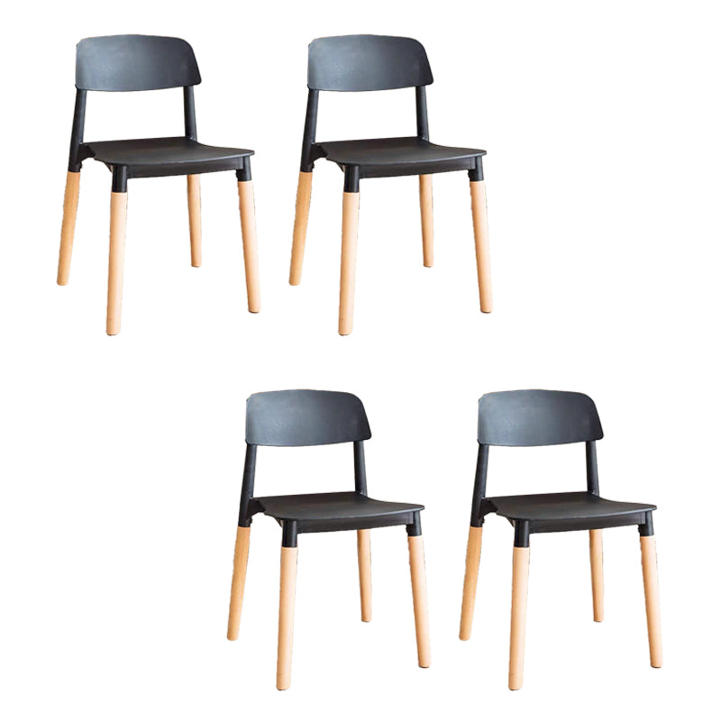 Solid Wood Legs Side Chair Indoor Armless Open Back Dining Chair