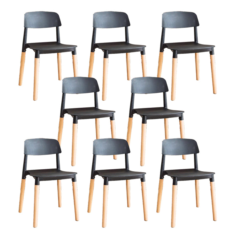 Solid Wood Legs Side Chair Indoor Armless Open Back Dining Chair