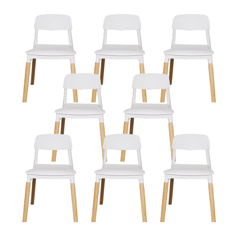 Solid Wood Legs Side Chair Indoor Armless Open Back Dining Chair