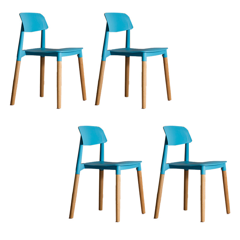 Solid Wood Legs Side Chair Indoor Armless Open Back Dining Chair