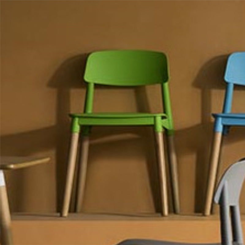 Solid Wood Legs Side Chair Indoor Armless Open Back Dining Chair