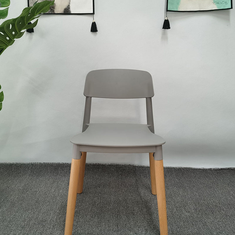 Solid Wood Legs Side Chair Indoor Armless Open Back Dining Chair