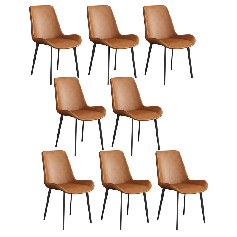 Contemporary Kitchen Dining Chairs Faux Leather Side Chairs with Black Legs