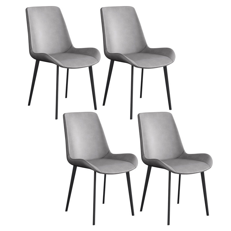 Contemporary Kitchen Dining Chairs Faux Leather Side Chairs with Black Legs