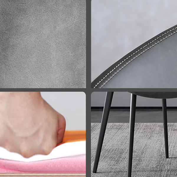 Contemporary Kitchen Dining Chairs Faux Leather Side Chairs with Black Legs