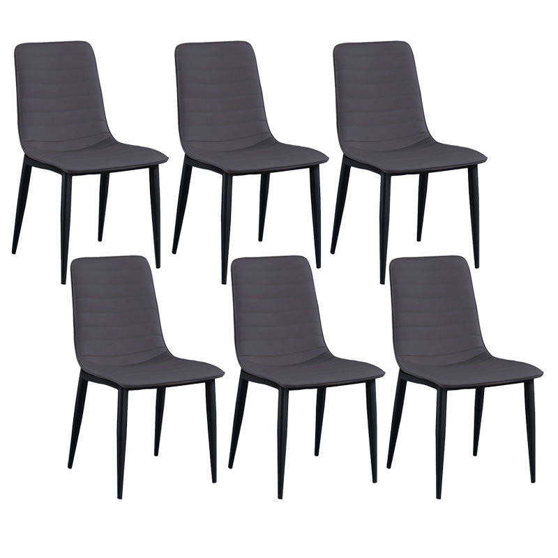 Upholstered Armless Dining Chairs Industrial Metal Legs Side Chair