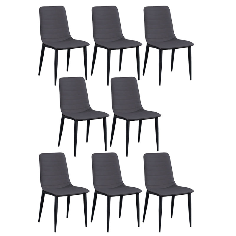 Upholstered Armless Dining Chairs Industrial Metal Legs Side Chair