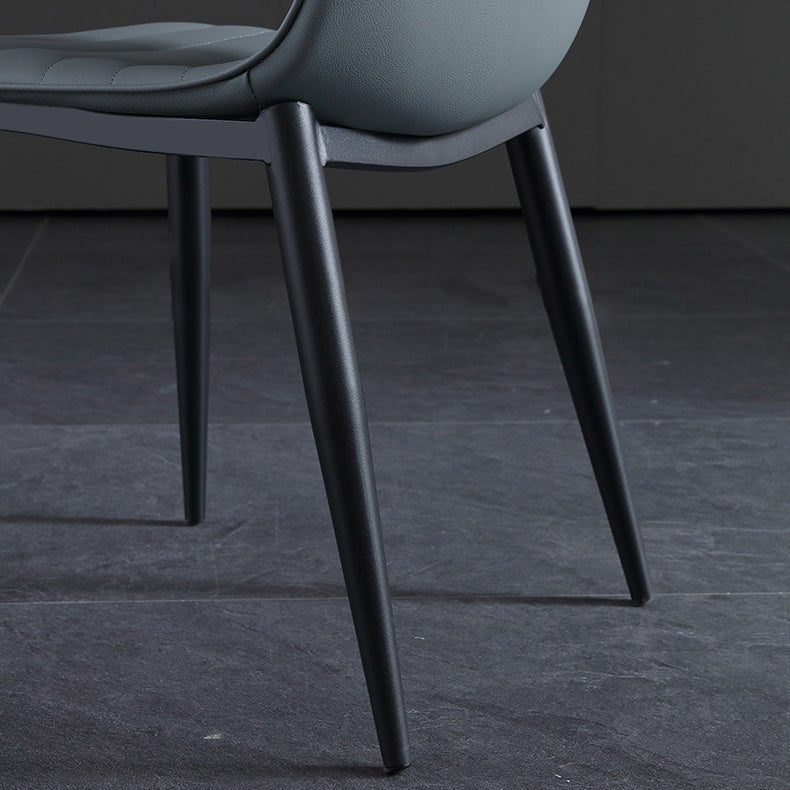 Upholstered Armless Dining Chairs Industrial Metal Legs Side Chair