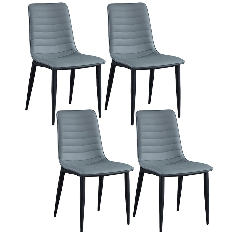 Upholstered Armless Dining Chairs Industrial Metal Legs Side Chair