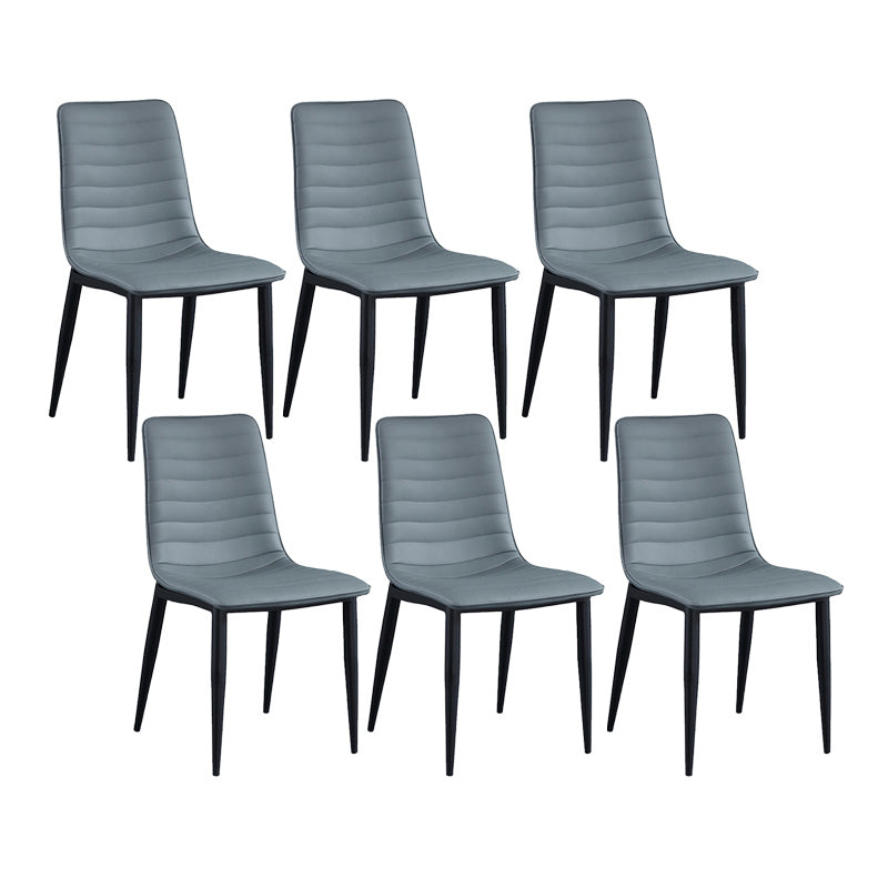 Upholstered Armless Dining Chairs Industrial Metal Legs Side Chair