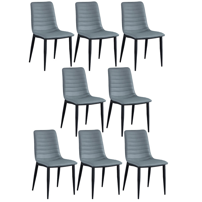Upholstered Armless Dining Chairs Industrial Metal Legs Side Chair