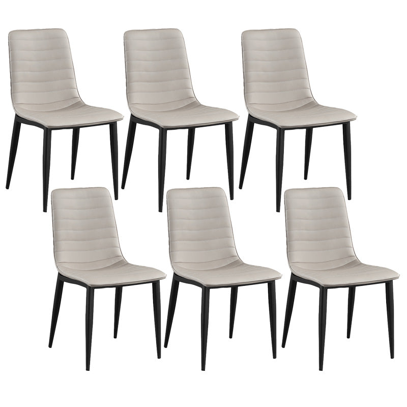Upholstered Armless Dining Chairs Industrial Metal Legs Side Chair