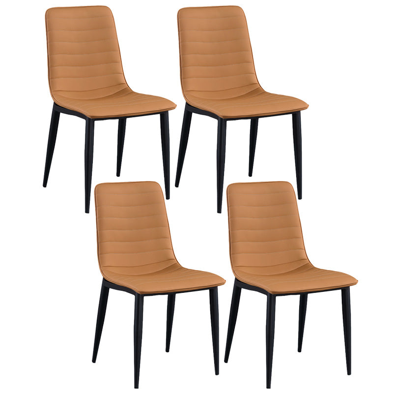 Upholstered Armless Dining Chairs Industrial Metal Legs Side Chair