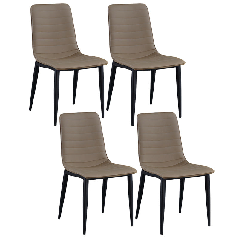Upholstered Armless Dining Chairs Industrial Metal Legs Side Chair