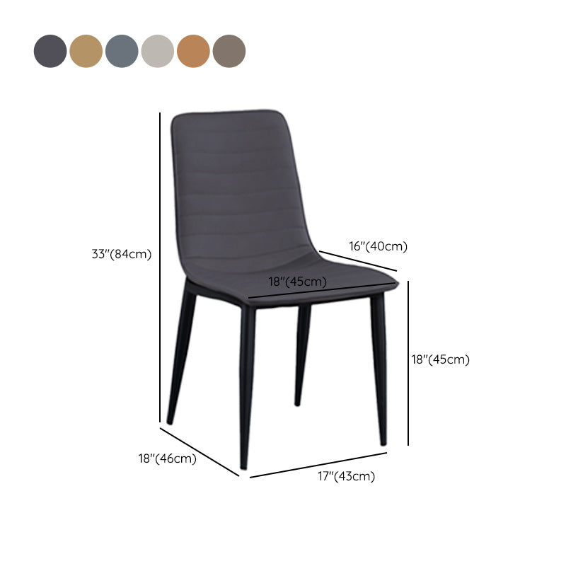 Upholstered Armless Dining Chairs Industrial Metal Legs Side Chair
