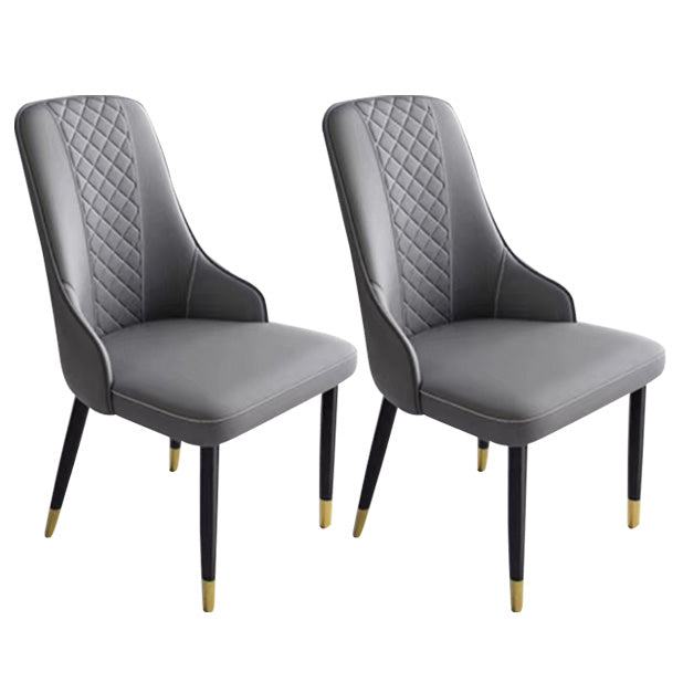 Contemporary Faux Leather Dining Chairs Metal Parsons Side Chair