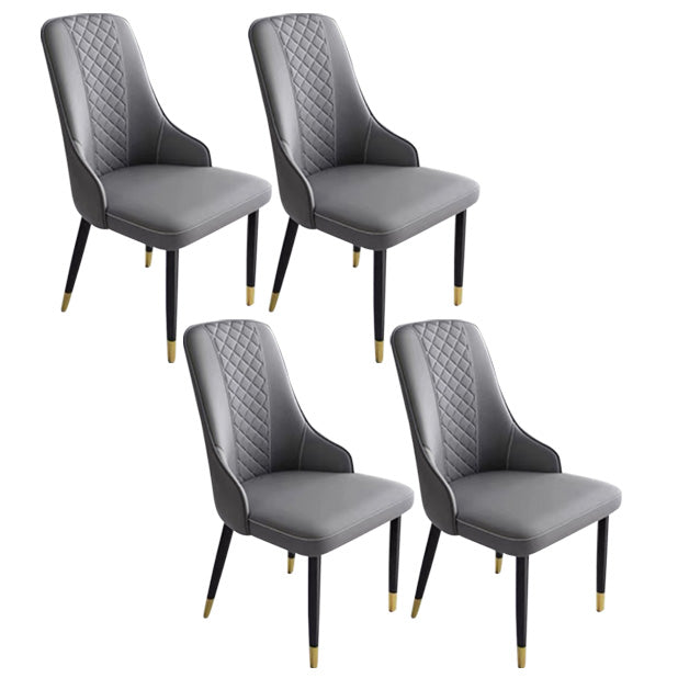 Contemporary Faux Leather Dining Chairs Metal Parsons Side Chair