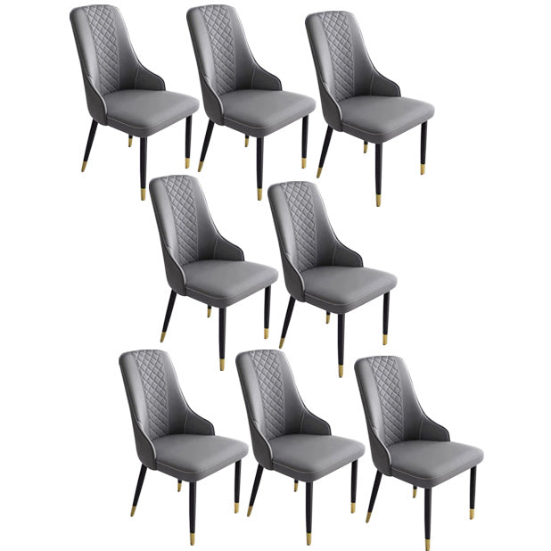 Contemporary Faux Leather Dining Chairs Metal Parsons Side Chair