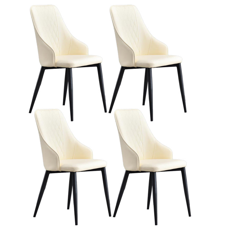 Contemporary Faux Leather Dining Chairs Metal Parsons Side Chair