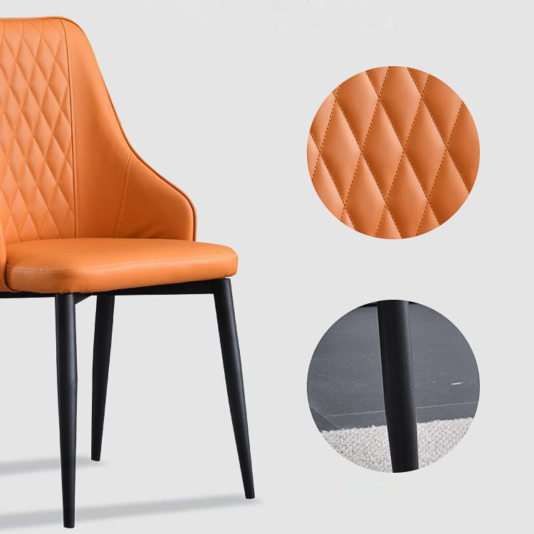 Contemporary Faux Leather Dining Chairs Metal Parsons Side Chair