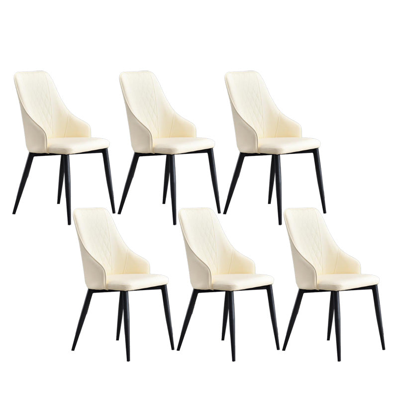 Contemporary Faux Leather Dining Chairs Metal Parsons Side Chair