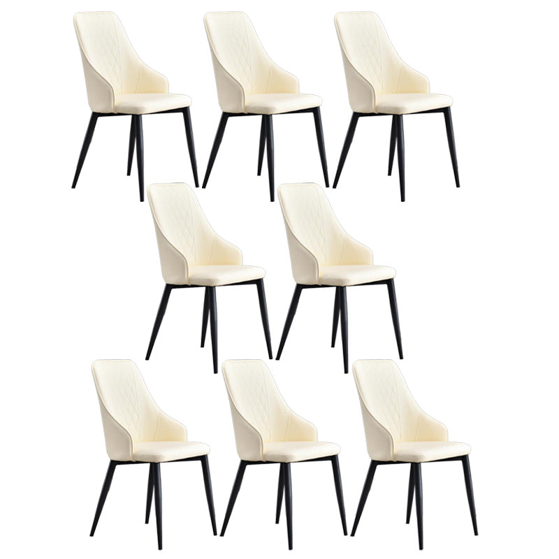 Contemporary Faux Leather Dining Chairs Metal Parsons Side Chair