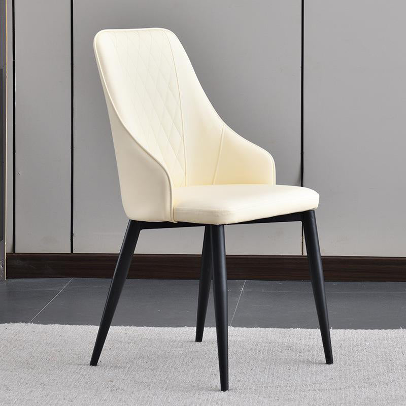 Contemporary Faux Leather Dining Chairs Metal Parsons Side Chair