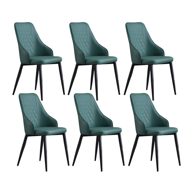 Contemporary Faux Leather Dining Chairs Metal Parsons Side Chair