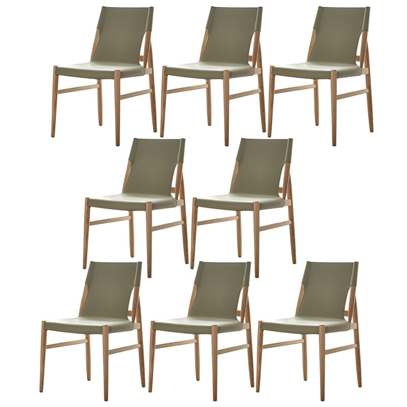 Patio Dining Side Chair Kitchen Solid Wood Legs Armless Chair