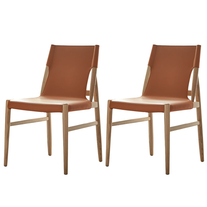 Patio Dining Side Chair Kitchen Solid Wood Legs Armless Chair