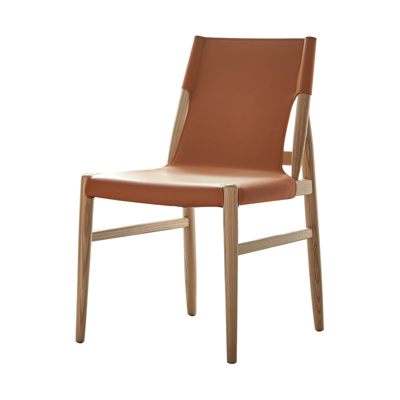 Patio Dining Side Chair Kitchen Solid Wood Legs Armless Chair