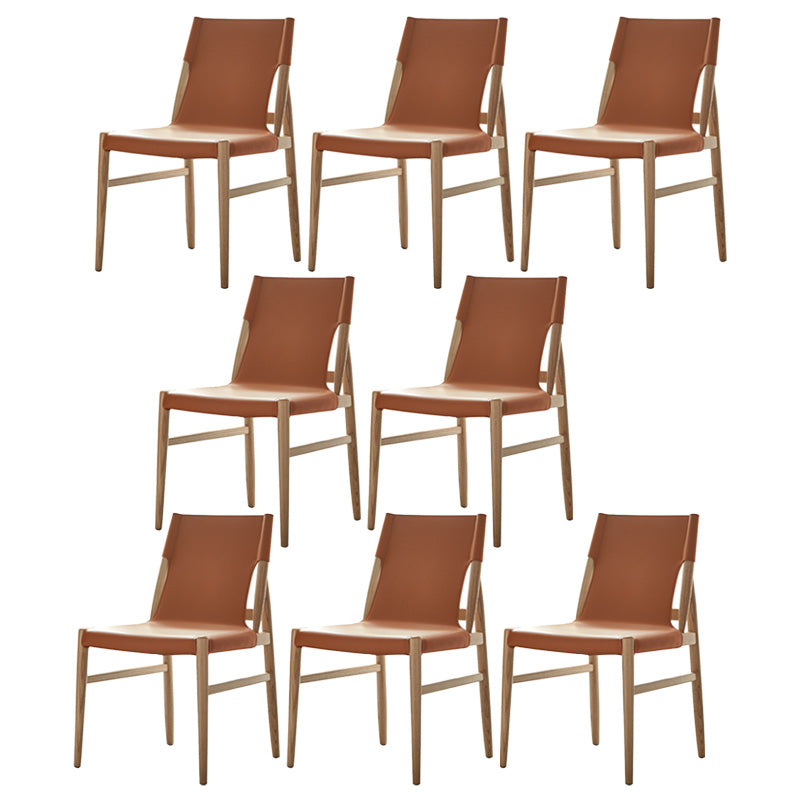 Patio Dining Side Chair Kitchen Solid Wood Legs Armless Chair