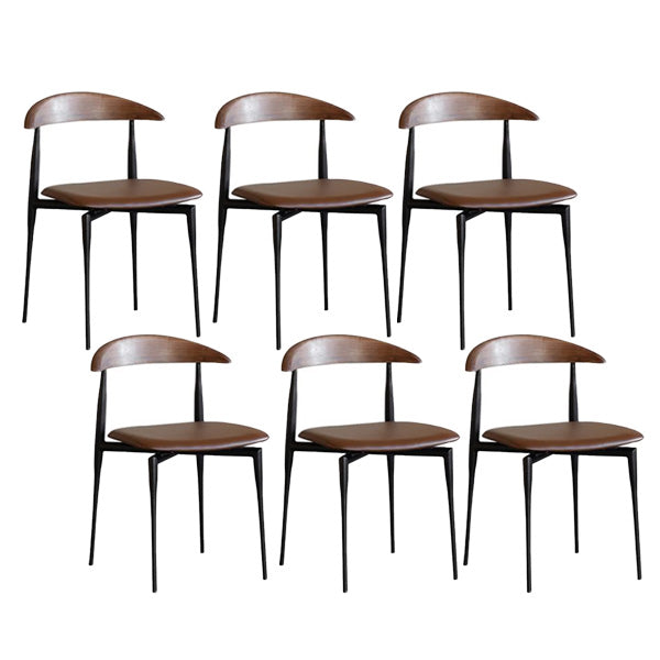 Industrial Metal Kitchen Dining Side Chair Faux Leather Side Chair