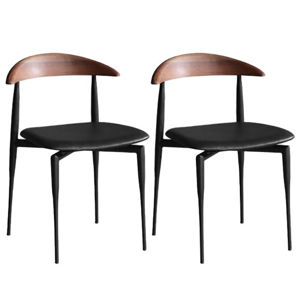 Industrial Metal Kitchen Dining Side Chair Faux Leather Side Chair